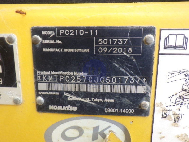 Japan Imported Original Digger Used PC210-11 Komatsu Excavator For Sale
