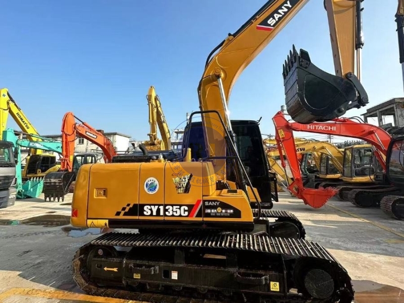 13.5 Ton SY135C Hydraulic Used Sany Excavator Trackhoe Crawler Digger